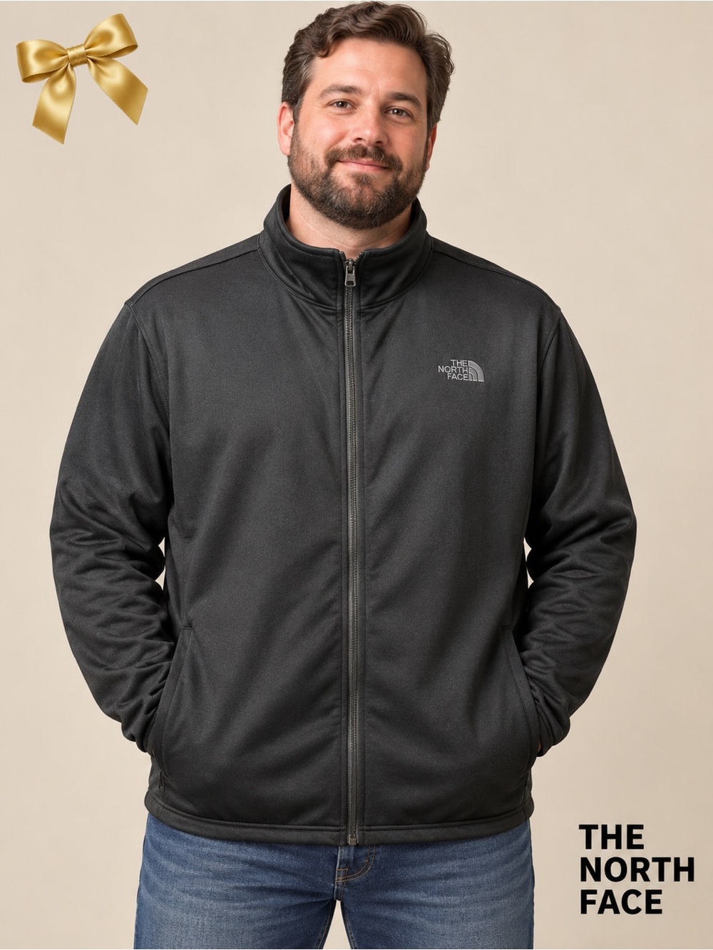 The North Face Men’s XL Black Full Zip Fleece-Lined Jacket